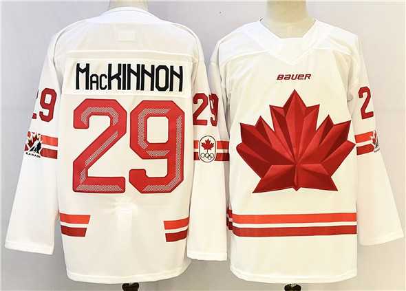Men%27s Canada #29 Nathan MacKinnon White Stitched Jersey