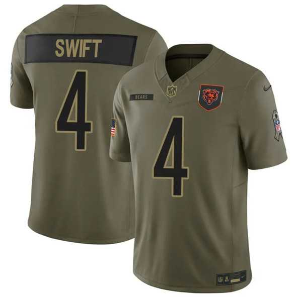 Men%27s Chicago Bears #4 D%27Andre Swift Olive 2025 F.U.S.E. Salute to Service Limited Stitched Jersey Dyin