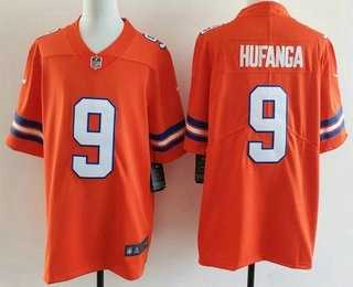Men%27s Denver Broncos #9 Talanoa Hufanga Limited Orange Throwback Vapor Jersey