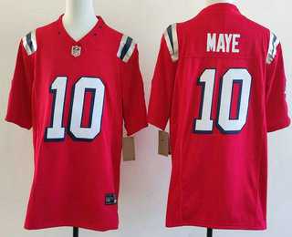 Men%27s New England patriots #10 Drake Maye Limited Red Fashion FUSE Vapor Jersey