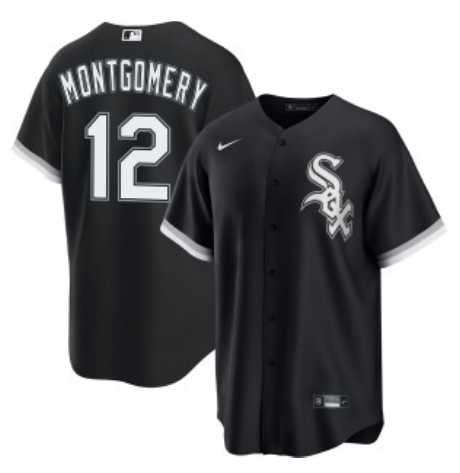 Men%27s Chicago White Sox #12 Colson Montgomery Black Cool Base Stitched Jersey Dzhi
