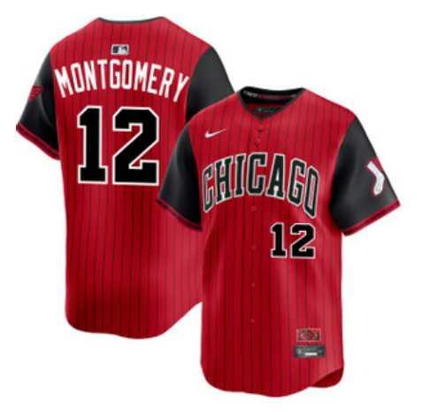 Men%27s Chicago White Sox #12 Colson Montgomery Red Black 2025 City Connect Limited Stitched Jersey Dzhi