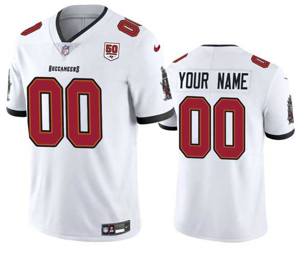 Men%27s Tampa Bay Buccaneers Active Player Custom White 2025 50th Anniversary Patch Vapor Untouchable Limited Football Stitched Jersey