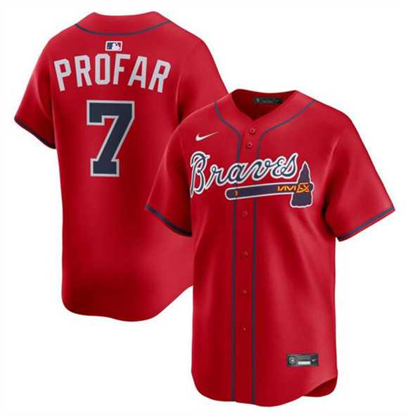 Men%27s Atlanta Braves #7 Jurickson Profar Red 2025 Alternate Limited Stitched Jersey Dzhi