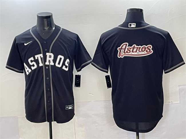 Men%27s Houston Astros Team Big Logo Black Lights Out Limited Stitched Jersey