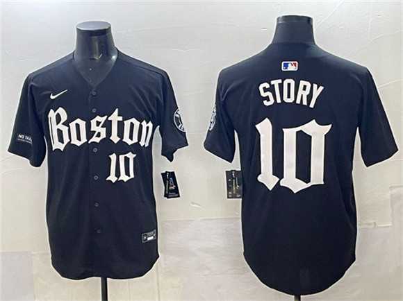 Men%27s Boston Red Sox #10 Trevor Story Black Gothic Vapor Limited Stitched Jersey