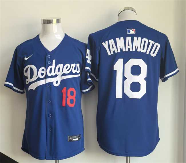 Men%27s Los Angeles Dodgers #18 Yoshinobu Yamamoto Royal Limited Stitched Jersey
