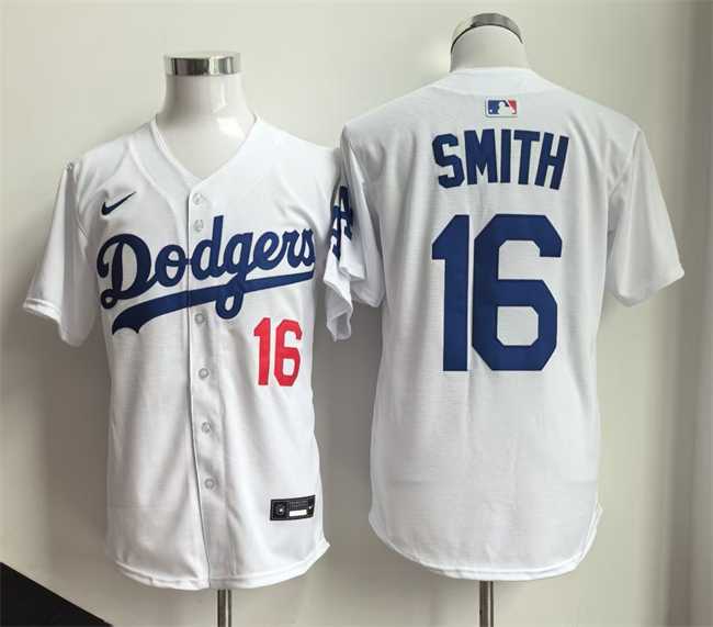 Men%27s Los Angeles Dodgers #16 Will Smith White Home Limited Stitched Jersey