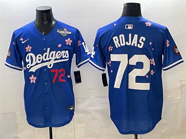 Men%27s Los Angeles Dodgers #72 Miguel Rojas Royal 2025 World Series Patch Tokyo Series Limited Stitched Jersey