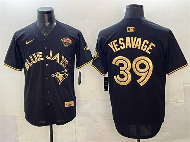 Men%27s Toronto Blue Jays #39 Trey Yesavage Black Gold 2025 American League Champions Limited Stitched Jersey