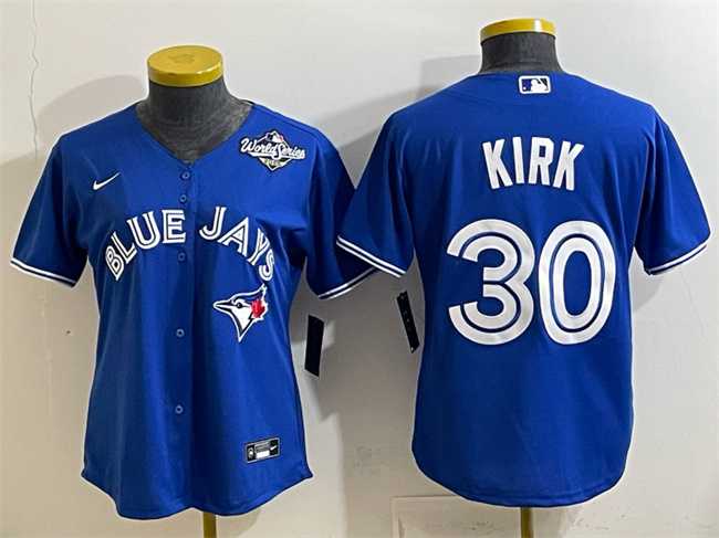 Women%27s Toronto Blue Jays #30 Alejandro Kirk Royal 2025 World Series Cool Base Stitched Jersey(Run Small)