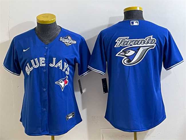 Women%27s Toronto Blue Jays Team Big Logo Royal 2025 World Series Cool Base Stitched Jersey(Run Small)