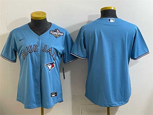 Women%27s Toronto Blue Jays Blank Blue 2025 World Series Cool Base Stitched Jersey(Run Small)