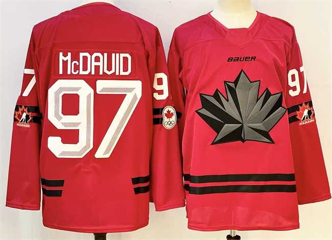 Men%27s Canada Hockey #97 Connor McDavid Red Stitched Jersey
