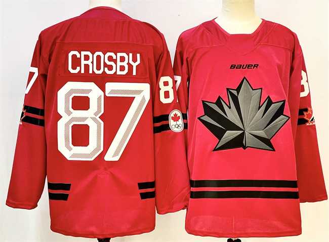 Men%27s Canada Hockey #87 Sidney Crosby Red Stitched Jersey