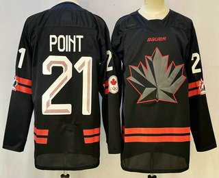 Men%27s Canada Hockey #21 Brayden Point Black Stitched Jersey