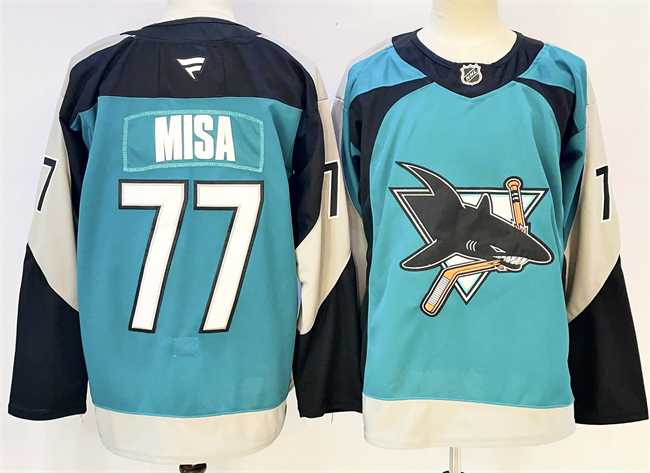 Men%27s San Jose Sharks #77 Michael Misa Teal 2025 Alternate Stitched Hockey Jersey
