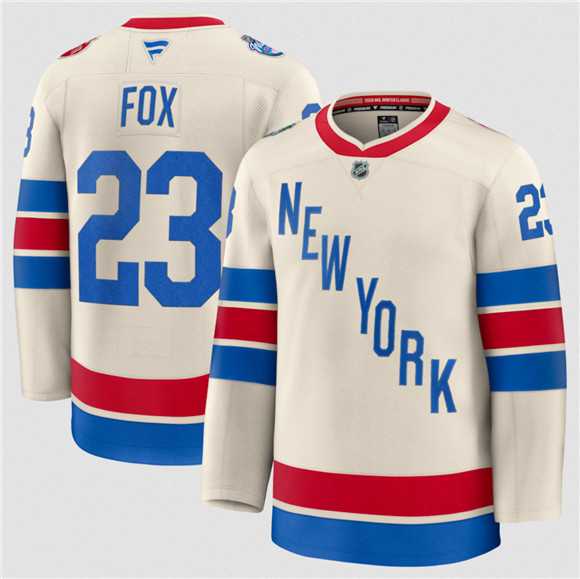 Men%27s New York Rangers #23 Adam Fox Cream 2026 Winter Classic Stitched Hockey Jersey Dzhi