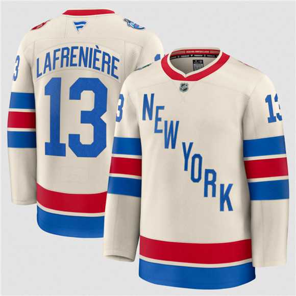 Men%27s New York Rangers #13 Alexis Lafreniere Cream 2026 Winter Classic Stitched Hockey Jersey Dzhi