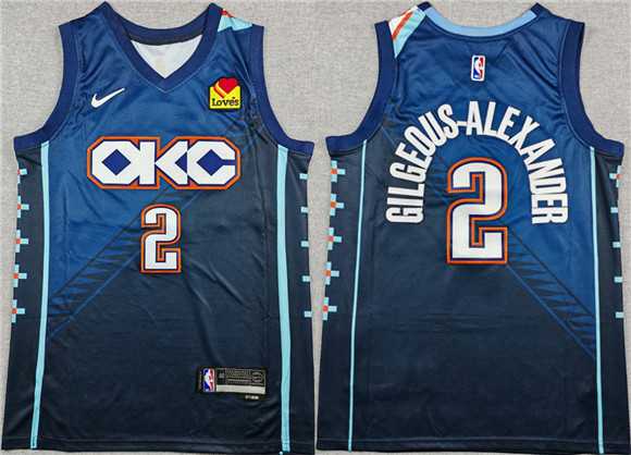 Men%27s Oklahoma City Thunder #2 Shai Gilgeous-Alexander Navy 2025-26 City Edition Stitched Jersey