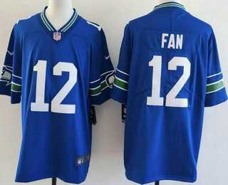 Men%27s Seattle Seahawks #12 Fan Limited Blue Throwback Vapor Jersey
