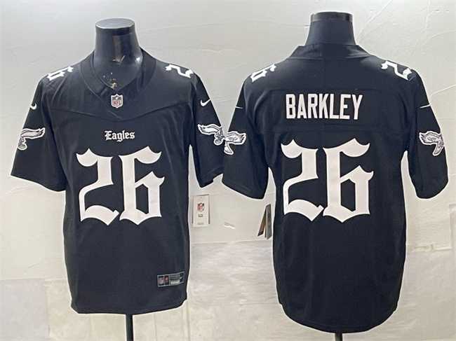 Men%27s Philadelphia Eagles #26 Saquon Barkley Black 2025 F.U.S.E. %27Gothic Philly Edition%27 Vapor Limited Stitched Jersey Dzhi