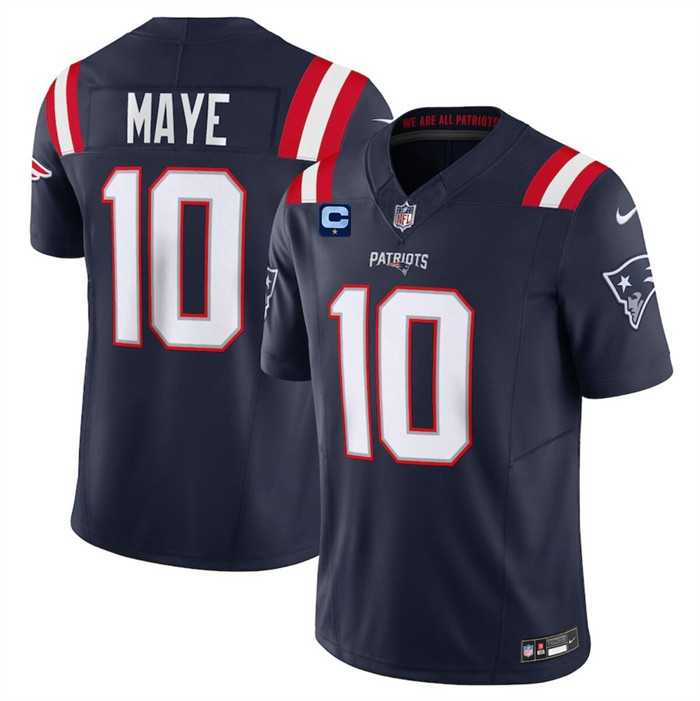 Men%27s New England Patriots #10 Drake Maye Navy 2025 F.U.S.E. With 1-Star C Patch Vapor Limited Stitched Jersey Dzhi