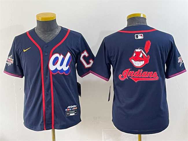 Women%27s American League Cleveland Guardians Team Big Logo Navy 2025 All-Star Edition Limited Stitched Baseball Jersey(Run Small)