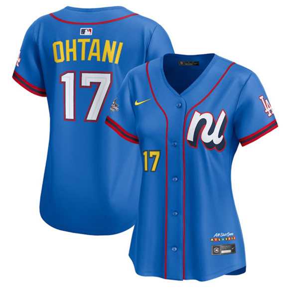 Women%27s National League #17 Shohei Ohtani Blue 2025 All-Star Edition Limited Stitched Baseball Jersey(Run Small)