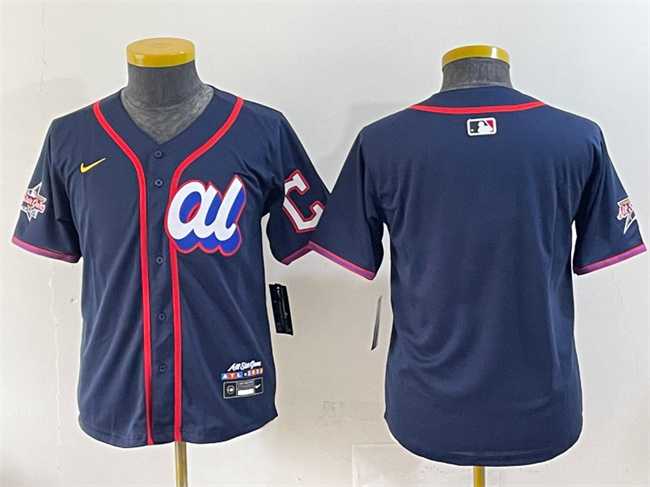 Women%27s American League Cleveland Guardians Blank Navy 2025 All-Star Edition Limited Stitched Baseball Jersey(Run Small)
