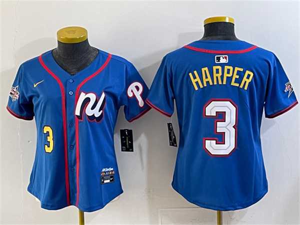 Youth National League #3 Bryce Harper Blue 2025 All-Star Edition Limited Stitched Baseball Jersey
