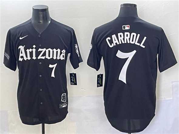 Men%27s Arizona Diamondbacks #7 Corbin Carroll Black %27Gothic Desert Fang Edition%27 Vapor Limited Stitched Baseball Jersey