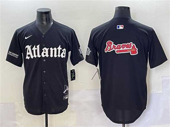 Men%27s Atlanta Braves Black Team Big Logo Gothic South x Outkast Edition Vapor Limited Stitched Baseball Jersey