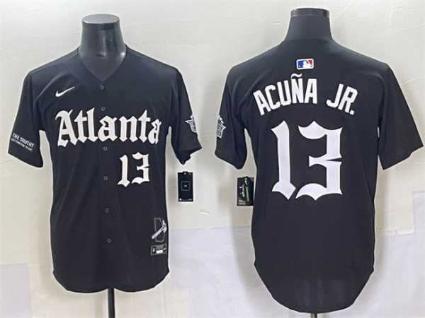 Men%27s Atlanta Braves #13 Ronald Acuna Jr. Black Gothic South x Outkast Edition Vapor Limited Stitched Baseball Jersey