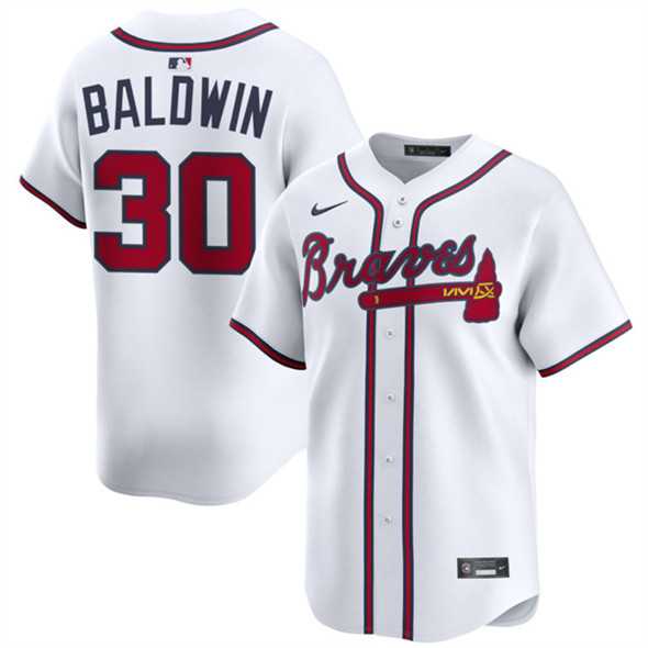 Men%27s Atlanta Braves #30 Drake Baldwin White 2025 Home Limited Stitched Baseball Jersey Dzhi