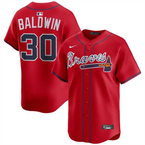 Men%27s Atlanta Braves #30 Drake Baldwin Red 2025 Alternate Limited Stitched Baseball Jersey Dzhi