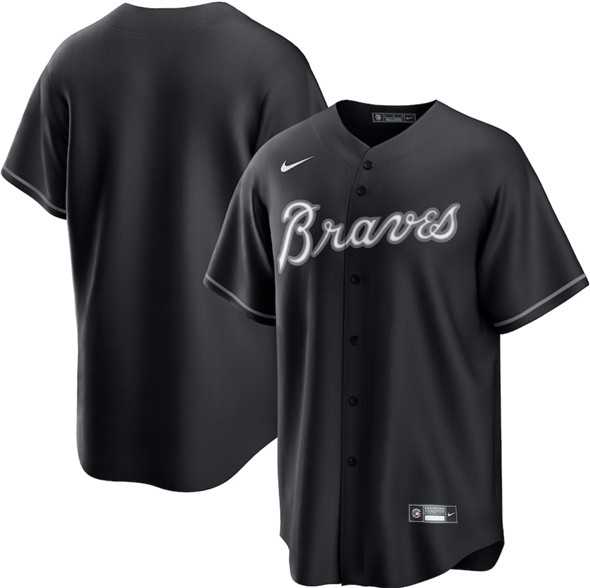 Men%27s Atlanta Braves Blank Black Lights Out Limited Stitched Baseball Jersey Dzhi