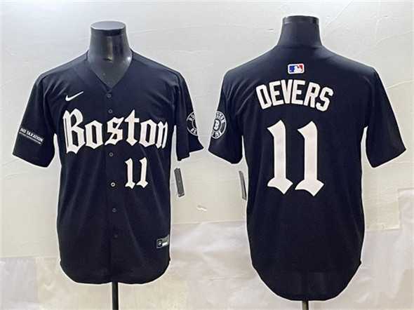 Men%27s Boston Red Sox #11 Rafael Devers Black Gothic Vapor Limited Stitched Baseball Jersey