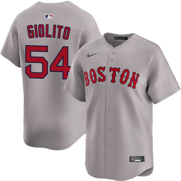 Men%27s Boston Red Sox #54 Lucas Giolito Gray 2024 Away Limited Stitched Baseball Jersey Dzhi
