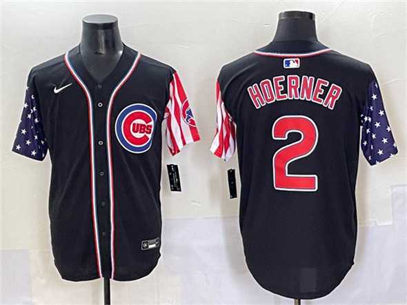 Men%27s Chicago Cubs #2 Nico Hoerner Black 2025 Independence Day Vapor Premier Limited Stitched Baseball Jersey