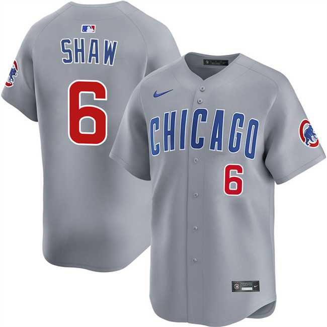 Men%27s Chicago Cubs #6 Matt Shaw Gray Limited Stitched Baseball Jersey Dzhi