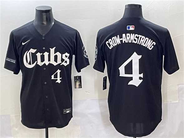 Men%27s Chicago Cubs #4 Pete Crow-Armstrong Black %27Gothic North Side Edition%27 Vapor Premier Limited Stitched Baseball Jersey
