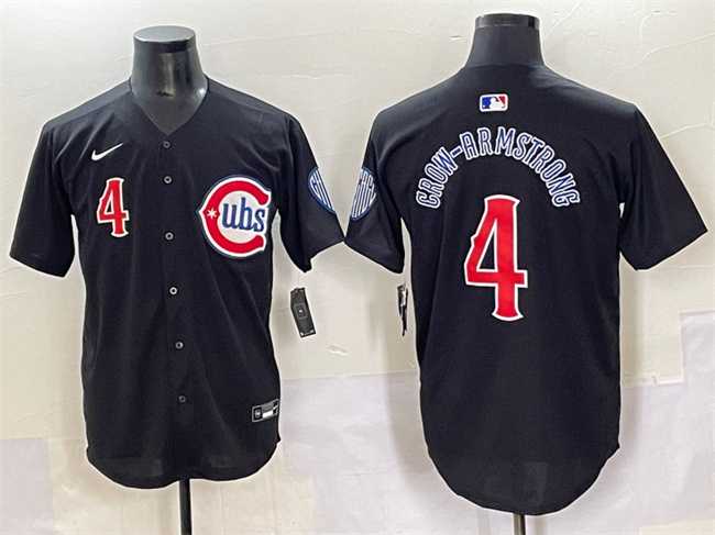 Men%27s Chicago Cubs #4 Pete Crow-Armstrong Black Limited Stitched Baseball Jersey
