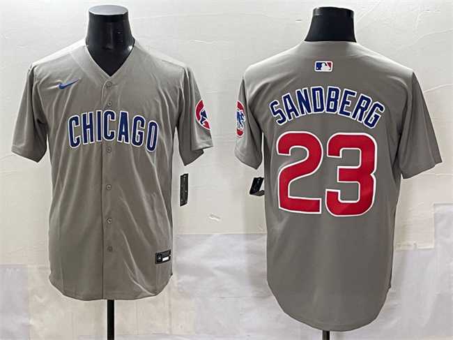 Men%27s Chicago Cubs #23 Ryne Sandberg Grey Limited Stitched Baseball Jersey