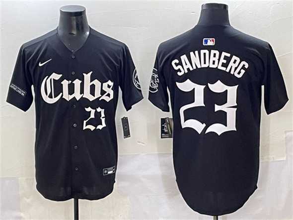 Men%27s Chicago Cubs #23 Ryne Sandberg Black %27Gothic North Side Edition%27 Vapor Premier Limited Stitched Baseball Jersey