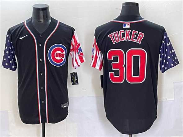Men%27s Chicago Cubs #30 Kyle Tucker Black 2025 Independence Day Vapor Premier Limited Stitched Baseball Jersey
