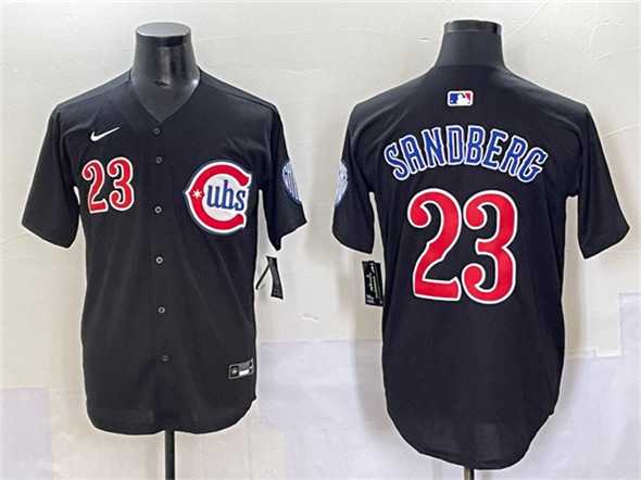 Men%27s Chicago Cubs #23 Ryne Sandberg Black Limited Stitched Baseball Jersey