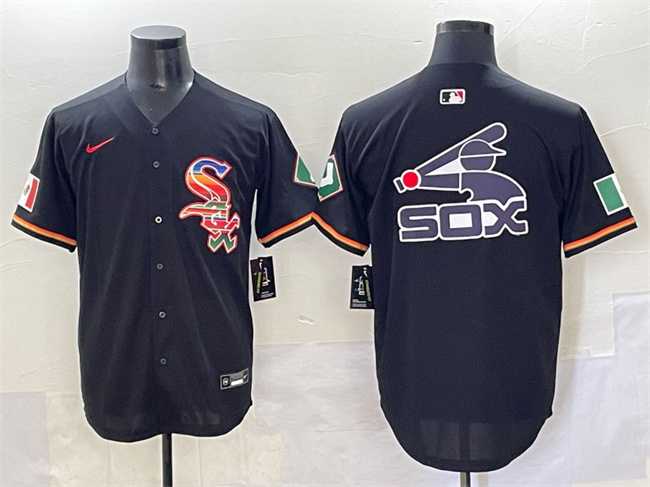 Men%27s Chicago White Sox Team Big Logo Black Mexico Limited Stitched Jersey