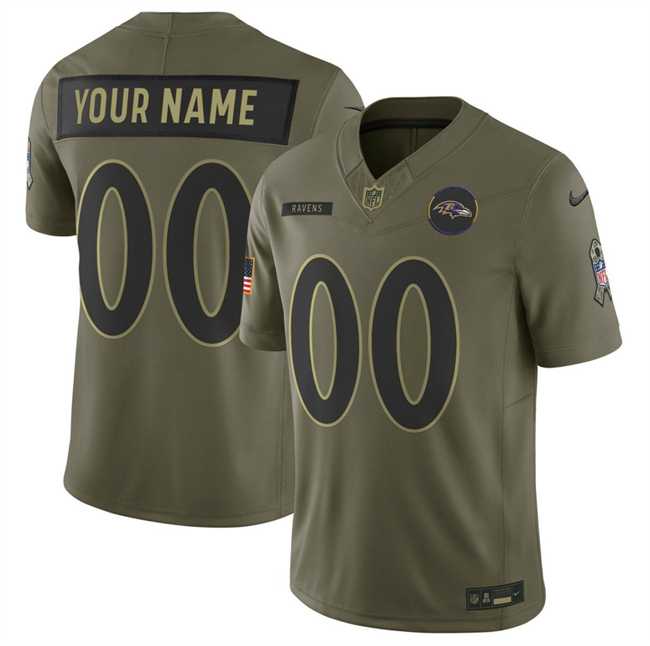 Men%27s Baltimore Ravens Active Player Custom Olive 2025 F.U.S.E. Salute to Service Limited Football Jersey