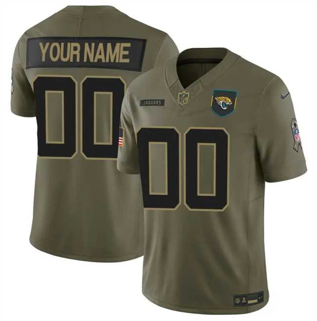 Men%27s Jacksonville Jaguars Active Player Custom Olive 2025 F.U.S.E. Salute to Service Limited Stitched Football Jersey